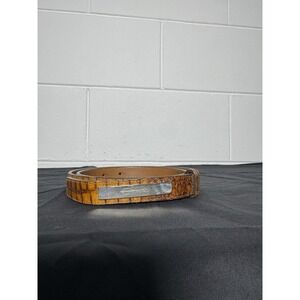 Cole Haan Crocodile Embossed Leather Belt Tan Brown Medium